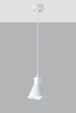 Hängelampen|Wohnzimmerlampen*Sollux Pendelleuchte Weiß Metall Retro Ø 14 cm schlicht E27