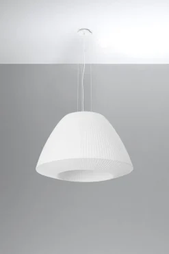 Hängelampen|Wohnzimmerlampen*Sollux Pendelleuchte Weiß Stoff Glas Ø 60 cm groß 3x E27 DIYA