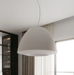 Hängelampen|Wohnzimmerlampen*Sollux Pendelleuchte Weiß Stoff Glas Ø 60 cm groß 3x E27 DIYA