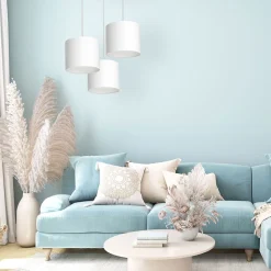 Luminex Pendelleuchte Weiß Stoff Metall E27 B:45 cm blendarm< Hängelampen|Bürolampen