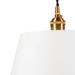 Vintage Lampen|Stofflampen*Lamkur Pendelleuchte Weiß Stoff Schirm Ø 30 cm Vintage