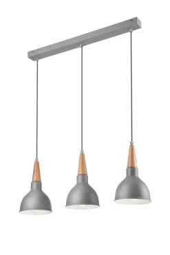 Lampen Aus Aller Welt|Skandinavische Lampen*Lamkur Pendelleuchte Wohnzimmertisch Grau Holz 3-flammig