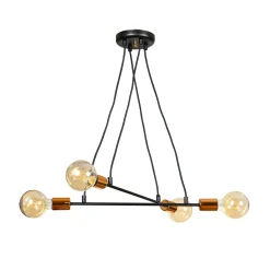 Emibig Pendelleuchte ZETA Schwarz Metall 4-flmg Esstisch< Hängelampen|Esszimmer Lampen