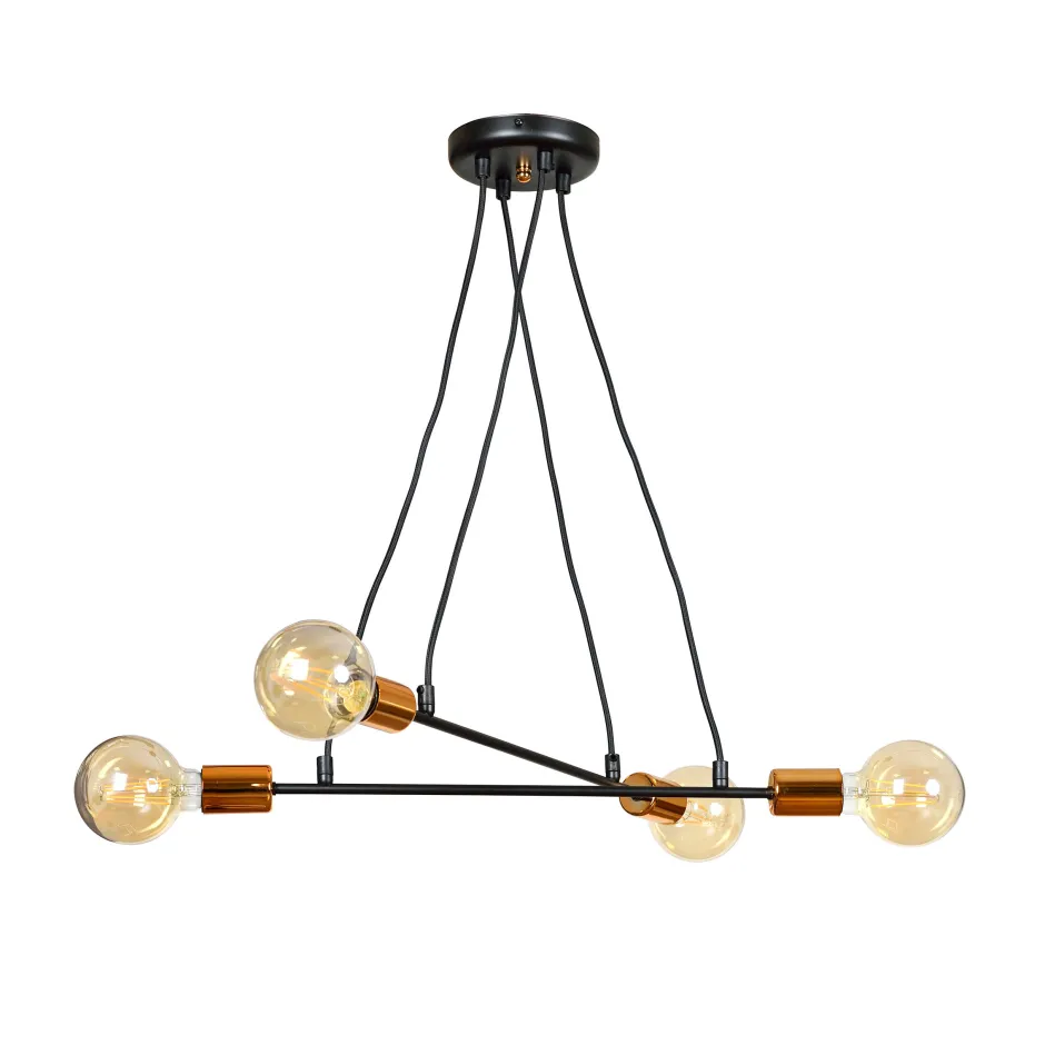 Emibig Pendelleuchte ZETA Schwarz Metall 4-flmg Esstisch< Hängelampen|Esszimmer Lampen