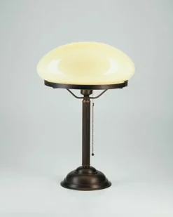 Berliner Messingleuchten Pilzleuchte Messing Glas blendarm E27 43 cm Zugschalter< Wohnzimmerlampen|Metall Lampen