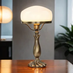 Giovanni Battista Pilzleuchte Messing massiv Jugendstil< Wohnzimmerlampen|Glaslampen