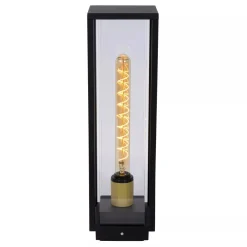 Wegeleuchten|Metall Lampen* Pollerleuchte Außen Glas Metall Schwarz E27 IP54 50 cm