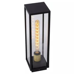 Wegeleuchten|Metall Lampen* Pollerleuchte Außen Glas Metall Schwarz E27 IP54 50 cm