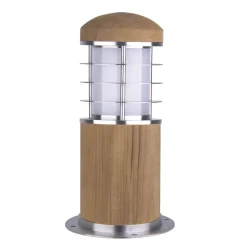 Außenleuchten Antik|Wegeleuchten*Elstead Pollerleuchte Edelstahl Holz 24cm Skandinavisch IP55 E27