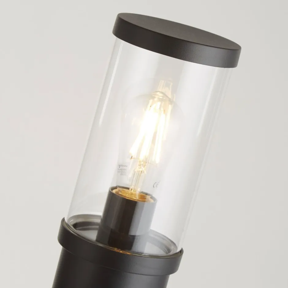 Searchlight Pollerleuchte IP44 73 cm E27 Schwarz Klar Garten Weg< Metall Lampen|Wegeleuchten