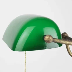 Glaslampen|Metall Lampen*Giovanni Battista Premium Bankerlampe aus Messing in Antik Bronze Tischleuchte