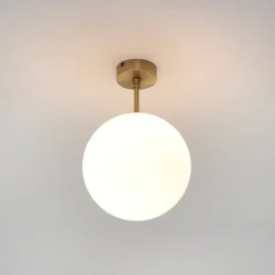 Giovanni Battista Premium Deckenleuchte MUSA rund Glas Echt-Messing< Metall Lampen|Messinglampen