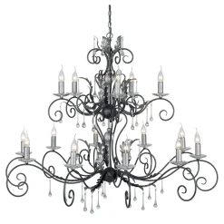 Designerlampen|Kristalllampen*Elstead Premium Kronleuchter Groß Schwarz Silber Kristalle