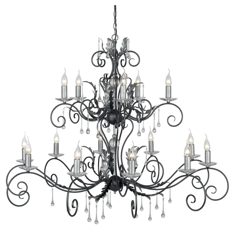 Designerlampen|Kristalllampen*Elstead Premium Kronleuchter Groß Schwarz Silber Kristalle