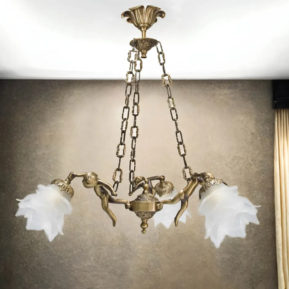Hängelampen|Esszimmer Lampen*Giovanni Battista Premium Pendelleuchte Putti Bronze