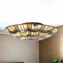 Wohnzimmerlampen|Glaslampen*Elstead Premium Tiffany Lampe FARFALLA Buntglas rund Ø42cm