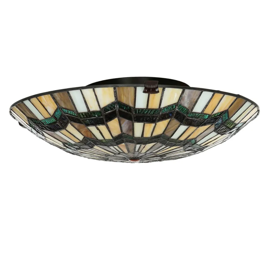 Wohnzimmerlampen|Glaslampen*Elstead Premium Tiffany Lampe FARFALLA Buntglas rund Ø42cm