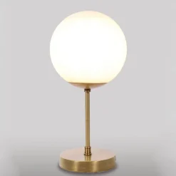 Glaslampen|Metall Lampen*Giovanni Battista Premium Tischlampe MUSA Bronze Weiß Echt-Messing Glas