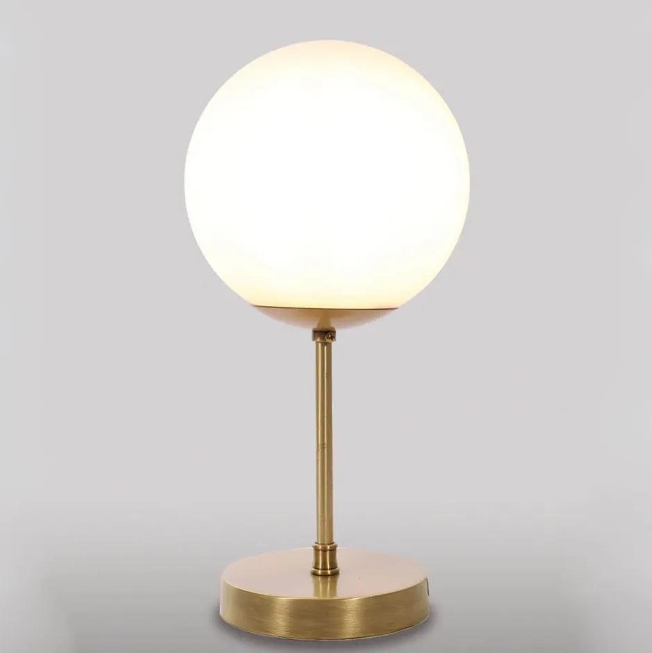 Glaslampen|Metall Lampen*Giovanni Battista Premium Tischlampe MUSA Bronze Weiß Echt-Messing Glas