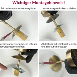 Glaslampen|Metall Lampen*Giovanni Battista Premium Tischlampe MUSA Bronze Weiß Echt-Messing Glas