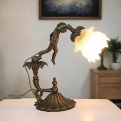 Giovanni Battista Premium Tischleuchte Putte in Bronze< Tischlampen|Jugendstil Lampen