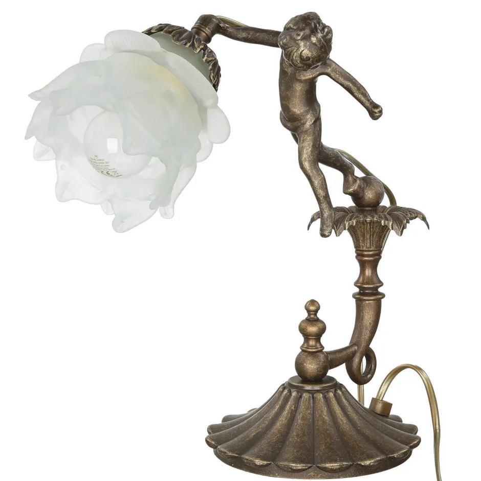 Giovanni Battista Premium Tischleuchte Putte in Bronze< Tischlampen|Jugendstil Lampen