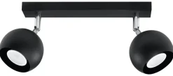 Deckenleuchten|Flurlampen*Sollux Retro Deckenstrahler Schwarz 2x GU10 B:30cm