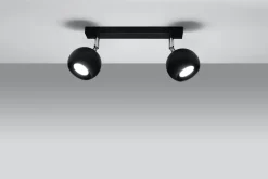 Deckenleuchten|Flurlampen*Sollux Retro Deckenstrahler Schwarz 2x GU10 B:30cm