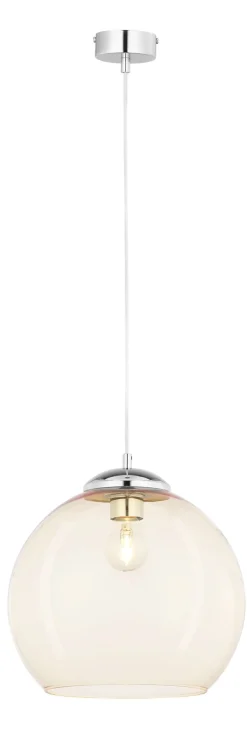 Jupiter Retro Hängelampe in Chrom Bernstein Ø29cm rund< Hängelampen|Esszimmer Lampen
