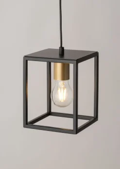 Sigma Retro Hängelampe Schwarz Gold bis 0,9 m hängend E27< Hängelampen|Wohnzimmerlampen