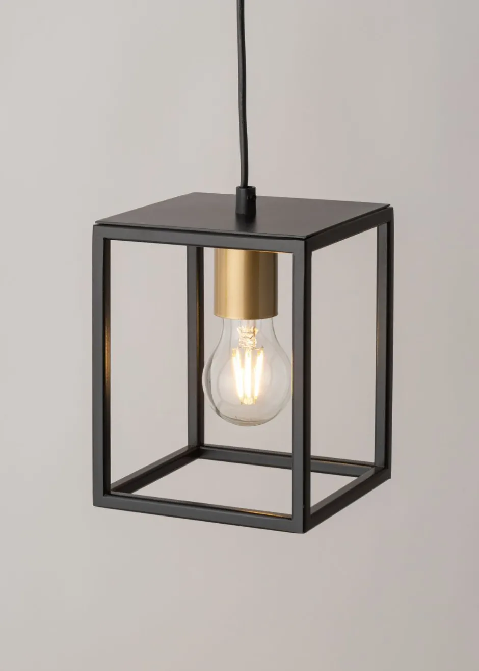 Sigma Retro Hängelampe Schwarz Gold bis 0,9 m hängend E27< Hängelampen|Wohnzimmerlampen