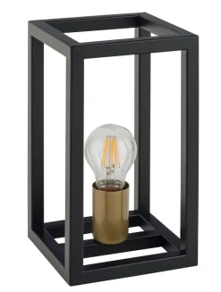 Tischlampen|Wohnzimmerlampen*Sigma Retro Tischlampe Metall Schwarz Gold E27 26 cm klein