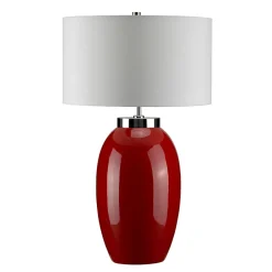Elstead Retro Tischlampe THALIE Rot Porzellan H:70cm Lampe< Nachttischlampen|Designerlampen