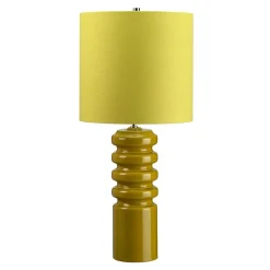 Tischlampen|Schlafzimmer Lampen*Elstead Retro Tischleuchte Keramik Stoff in Limette SILUETA