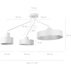 Sigma Riesige Deckenleuchte Weiß Metall L:111 cm Retro Design< Deckenleuchten|Wohnzimmerlampen