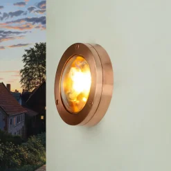 Lido Runde Außenleuchte Kupfer aus Messing G9 Ø14cm< Rustikale Lampen|Metall Lampen