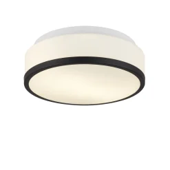 Searchlight Runde Deckenlampe Bad Ø 29 cm Glas Weiß Schwarz blendarm< Deckenleuchten|Flurlampen