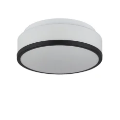 Searchlight Runde Deckenlampe Bad Ø 29 cm Glas Weiß Schwarz blendarm< Deckenleuchten|Flurlampen