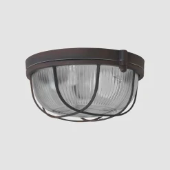 Deckenleuchten|Badezimmer Lampe*Steinhauer Runde Deckenlampe Braun Riffelglas Metall E27 Bullauge