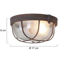 Deckenleuchten|Badezimmer Lampe*Steinhauer Runde Deckenlampe Braun Riffelglas Metall E27 Bullauge