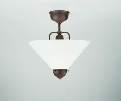 Berliner Messingleuchten Runde Deckenlampe Messing Antik Glas E27 Ø30 cm elegant< Bürolampen|Wohnzimmerlampen