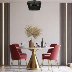 Deckenleuchten|Badezimmer Lampe*Luminex Runde Deckenlampe Metall Schwarz E27 Ø55 cm Industrial