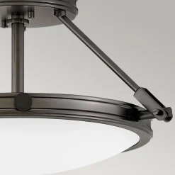 Elstead Runde Deckenlampe Metall Glas Ø 42 cm Schwarz Weiß 3x E14< Deckenleuchten|Bürolampen