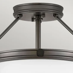 Elstead Runde Deckenlampe Metall Glas Ø 42 cm Schwarz Weiß 3x E14< Deckenleuchten|Bürolampen