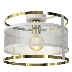 Deckenleuchten|Badezimmer Lampe*Luminex Runde Deckenlampe Metall Weiß Gold Ø30 cm Loft stylisch