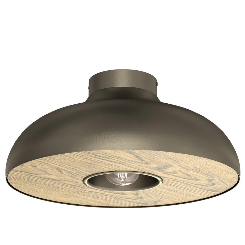 Deckenleuchten|Badezimmer Lampe*Luminex Runde Deckenlampe Metall Gold Natur Ø39 cm akzentuiert