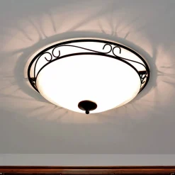 Glaslampen|Holzlampen*Easylight Runde Deckenlampe Rustikal Ø47cm Glas ATHEN