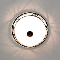 Glaslampen|Holzlampen*Easylight Runde Deckenlampe Rustikal Ø47cm Glas ATHEN