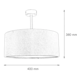 TK Lighting Runde Deckenlampe Stoffschirm in Petrol E27 Ø40 cm< Deckenleuchten|Bürolampen