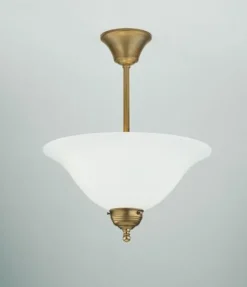 Bürolampen|Wohnzimmerlampen*Berliner Messingleuchten Runde Deckenleuchte Berliner Messing Glas E27 Ø35 cm